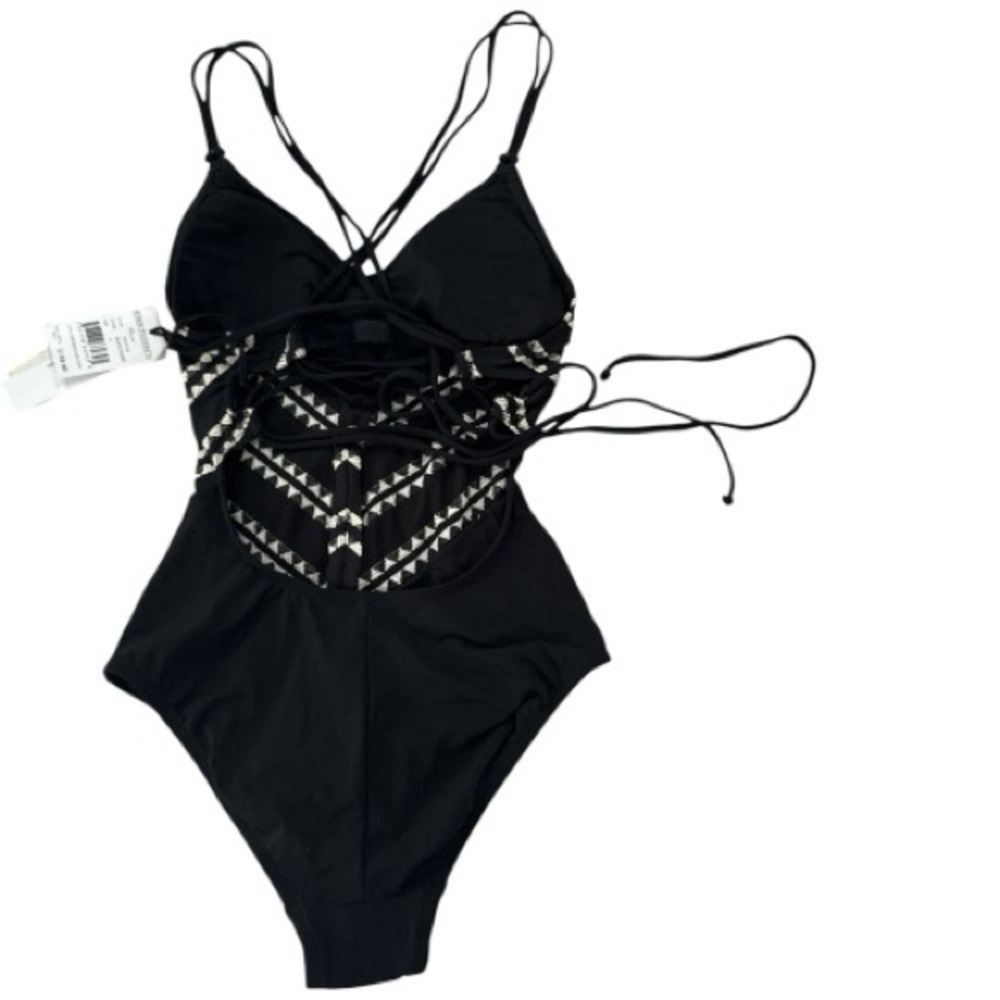 Robin Piccone Black Ivory Naomi Crisscross One Piece Swimsuit NWT 4 - Picture 3 of 4